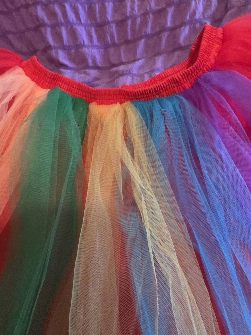 Source Unknown Rainbow Tulle Scrunchie with Red Band